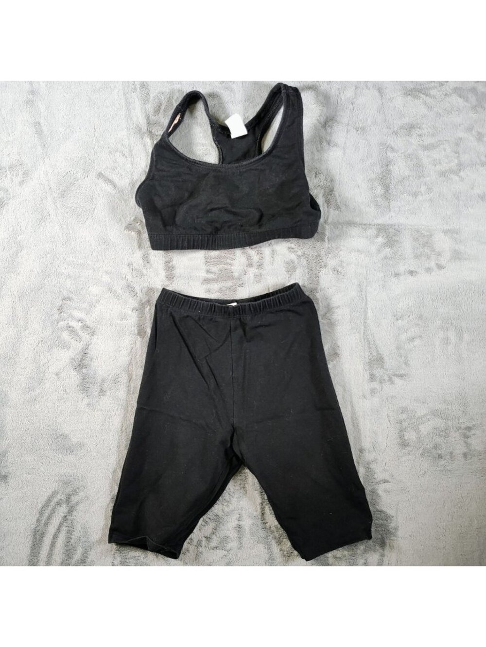 Vintage 1980s The Body Co. Womens Black Spandex Sports Bra & Shorts Set (Small)